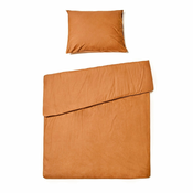 Terakota narančasta posteljina za krevet za jednu osobu od stonewashed pamuka Le Bonom, 140 x 200 cm