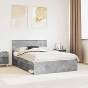 vidaXL vidaXL Konstrukcija postelje Beton 140 x 190 cm Masivno borovo les, (5000103575)