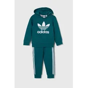 Otroška trenirka adidas Originals HOODIE SET zelena barva, IX5166