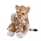 Plišasti leopard z mladičem – 25 cm