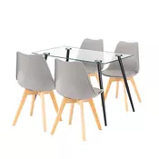 Jedilni set Milo 4+1 črno-siv