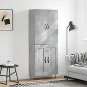 Greatstore Visoka komoda betonsko siva 69,5x34x180 cm inženirski les