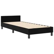 vidaXL Postelja z vzmetnico z vzglavjem Črna 80 x 200 cm Žamet