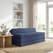 vidaXL Zložljiv kavč postelja Modra 120 x 60 x 49 cm Blago