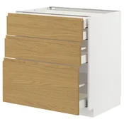 METOD / MAXIMERA Pod.elem.3front/2dnj/1srd/1vis.fiok, bela/Voxtorp im. hrastovine, 80x60 cm