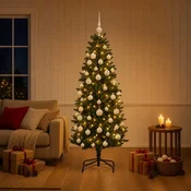 Umjetno božično drevo z okrasnimi kroglami 150 cm 150 LED