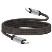 LINQ LinQ, Kabel USB-C na USB-C 4A Hitro polnjenje 80W iz pletenega najlona 1,2m, Črna, (5000220164)