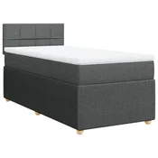 Vidaxl Box spring postelja z vzmetnico temno siva 80x200 cm blago