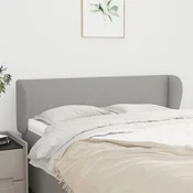Vidaxl Vzglavje z ušesi svetlo sivo 147x23x78/88 cm blago