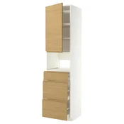 METOD / MAXIMERA Visoki element za ugradne uredaje, bela/Voxtorp im. hrastovine, 60x60x240 cm