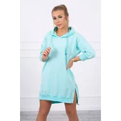 Dress with a hood and a longer back mint