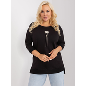 Black oversized blouse with decorative chain