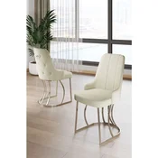 Hanah Home set trpezarijskih stolica Puva 2 kom, krem tkanina Babyface, hromirane metalne noge