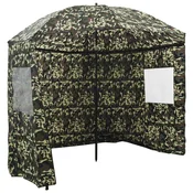 Vidaxl Ribiški dežnik Kamuflažna 220 x 193 cm Oxford poliester