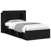 Okvir kreveta s pohranom Crna 90 x 190 cm Konstruirano drvo