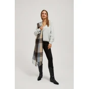 Marisse Brown Checkered Scarf With Fringes