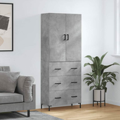 Greatstore Visoka komoda betonsko siva 69,5x34x180 cm inženirski les