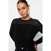 Trendyol Black Silvery Transparent Knitwear Sweater