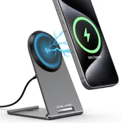 BLAVEC MagSafe BQI-01 Qi2 15W magnetni induktivni polnilnik + kabel Raptor Type-C na Type-C BQI01-QI2MS srebrne barve
