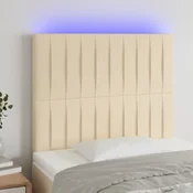 Vidaxl vidaXL Vzglavje postelje z LED zaslonom, kremno, 100x5x118/128 cm, blago