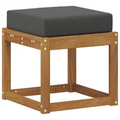 Vidaxl Stolček klop z blazino Naravna in antracitna 43 x 43 x 37 cm