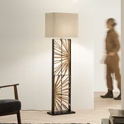 Luce Ambiente Design Stojna svetilka ETHERNAL črna/les/bela, višina 165 cm, les/tkanina - Dnevna soba/jedilnica - črna, lesena, bela