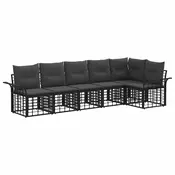 Set vanjskih sofa 6 pcs Crna i tamno siva Poliester