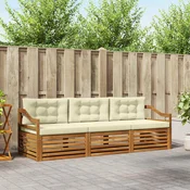 Set vanjskih sofa s jastukom 3 pcs Prirodna i krem