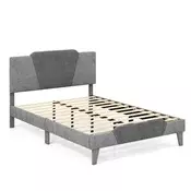 Northix Žametni posteljni okvir 140x200 cm lesen letven 500kg siv