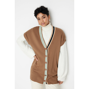 Trendyol Brown Collar Stripe Detailed Knitwear Sweater