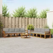 Set vanjskih sofa 9 kom. Prirodna i svijetlo siva