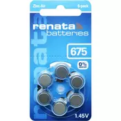 Renata Gumbne celice ZA 675 Cink-zračni Renata Hearing Aid PR44 660 mAh 1.4 V 6 KOS