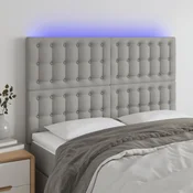 Vidaxl vidaXL Vzglavje postelje z LED svetlo sivo 144x5x118/128 cm blago