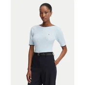 Tommy Hilfiger Pulover Fine Gg Cable Boat WW0WW50103 Svetlo modra Regular Fit