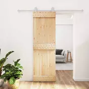 vidaXL Drsna vrata Naravna in bela 70 x 210 cm Masiven borov les