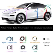 Tesnilo za Tesla Model Y Juniper in Model 3 Highland (2024–2025+) | Zmanjšanje hrupa in zaščita pred vodo – Konfiguracija: Tesla Model Y Juniper (2025.03+) – komplet tesnil