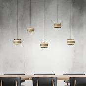 LED-visoka svetilka PURE Falling Rings, bronasta, dolžina 101 cm, 5-žarilna - Dnevna soba/jedilnica - Sodobni - Kovina