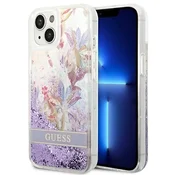 Guess Guess Liquid Glitter Flower - Ohišje za iPhone 14 Plus (vijolično)