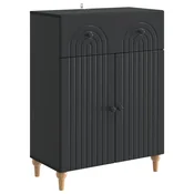 Vidaxl Strani šal s predalom Črna 66 x 34,5 x 90 cm Inženirski les