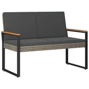 Vidaxl Zunanja klop Siva in temno siva 107 x 61 x 80 cm poli ratan
