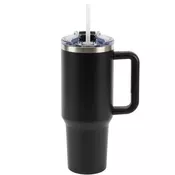 Termovka s slamico MIAU - črna, 1200 ml