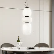 Lucande LED viseče svetilo Lucya, 3-svetlobno, steklo, belo, 64,5 cm - Dnevna soba/jedilnica - Skandinavski - bela, črna