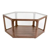 Klubska mizica s stekleno mizno ploščo v temni naravni barvi 80x92,5 cm Sita – Dutchbone
