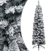 Vidaxl Ozka umetna novoletna jelka s snegom zelena 120 cm PVC
