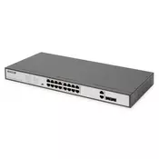 Fast Ethernet PoE Switch 16-port PoE + 2 Combo, 250W PoE budget