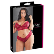 Cottelli Plus Size - sada měkkých krajkových podprsenek (červená)