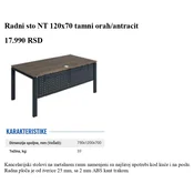 Radni sto NT 120x70 tamni orah/antracit