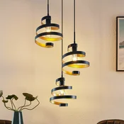 Lindby Colten viseče svetilo, O 50 cm, 3-svetlobno, črno, zlato - Dnevna soba/jedilnica - Dizajn - mat črna, zlata - Kovina