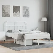 shumee vidaXL Kovinski posteljni okvir z vzglavjem bel 120x190 cm