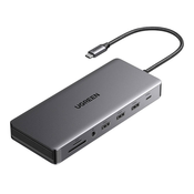 Ugreen 13-v-1 USB-C na USB-A / USB-C / HDMI / DisplayPort / RJ45 / SD TF / AUX / USB-C PD Hub Adapter - Siva